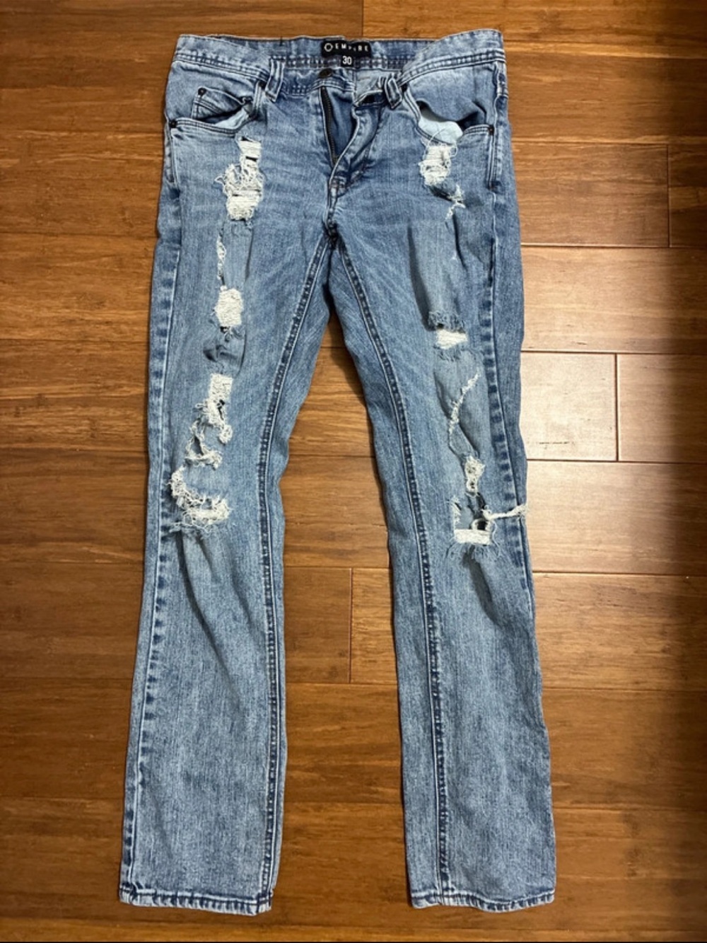 Empyre Light Blue Distressed Flare Jeans